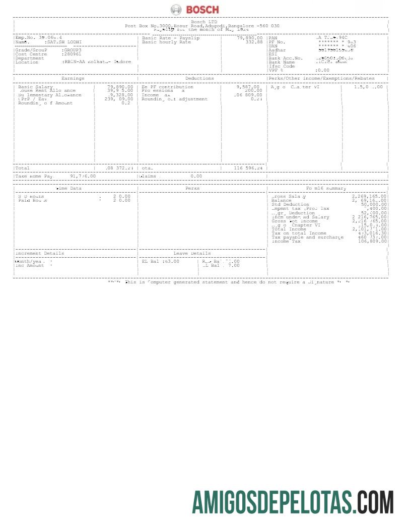 Realista Modelo de recibo de pagamento da Bosch LTD em formatos Word e PDF.pdf, 1